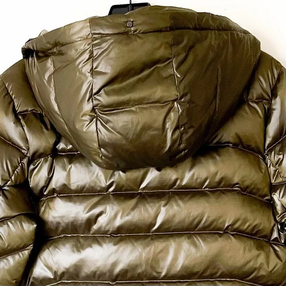 49Winters Shell Hooded Down Puffer Jacket Green Gunmetal Medium EUC - Picture 11 of 13